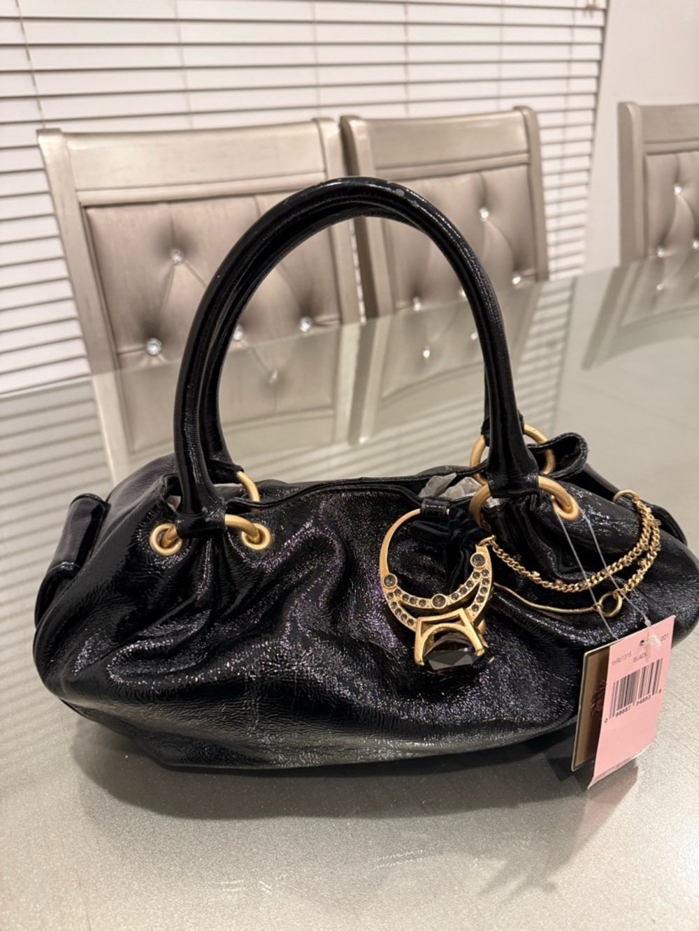 Juicy Couture Satchel Handbag with Gold Hardware and big ring